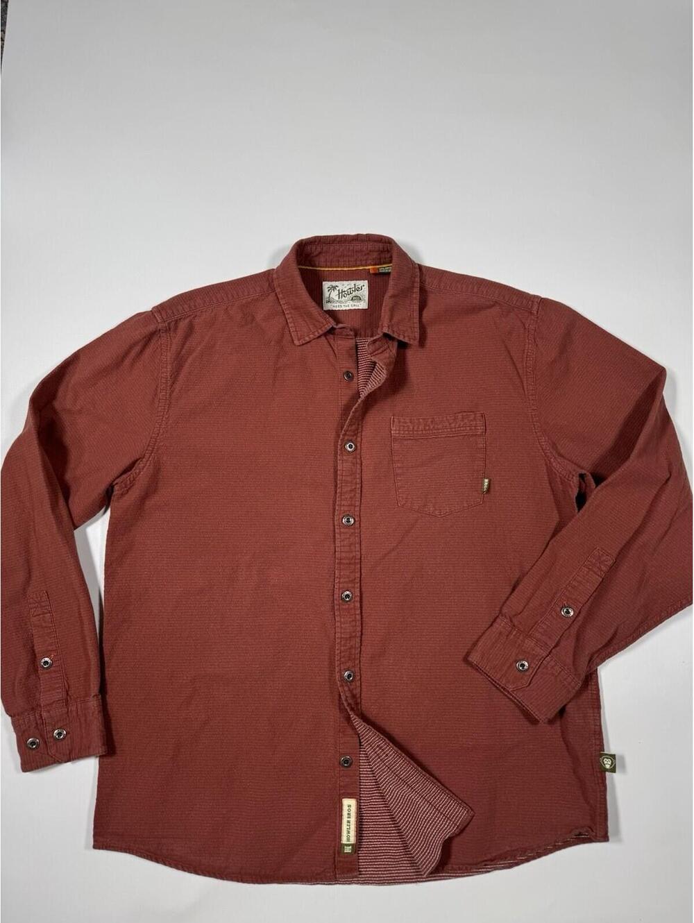 Howler Bros Long Sleeve Button Shirt Red Cotton Pocket Men’s XL